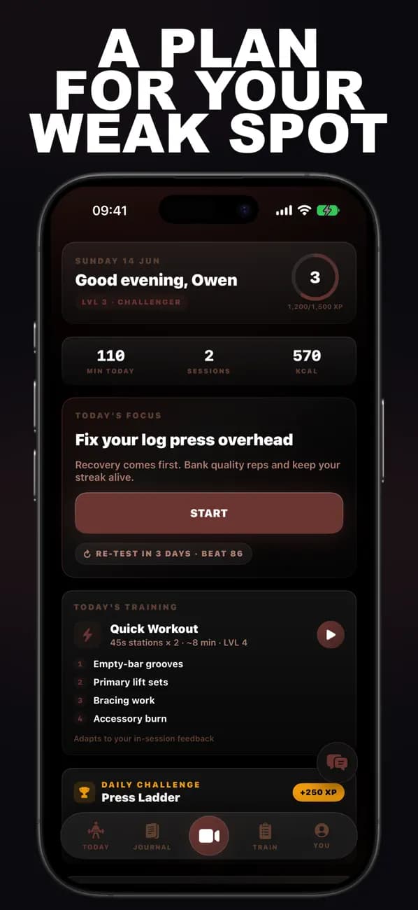 Strongman AI: Gym Coach app screen 2